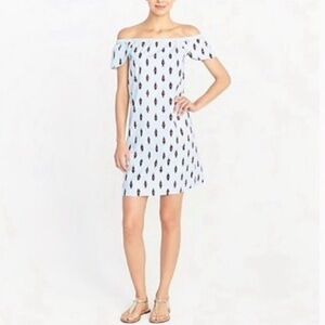 J. Crew Off Shoulder Ikat Dress Blue Size XS